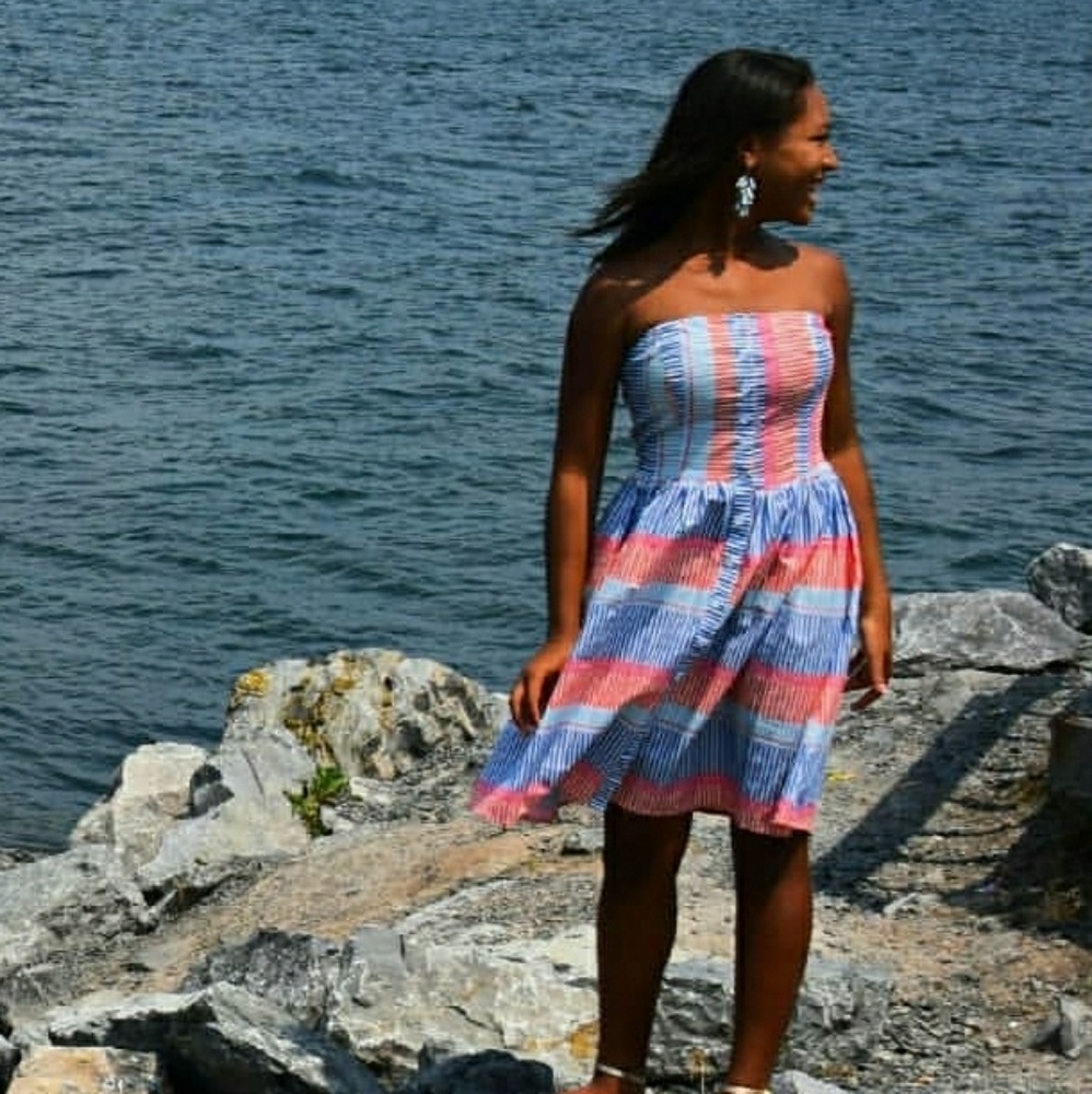 Juniors' Strapless Fit & Flare Shirtdress